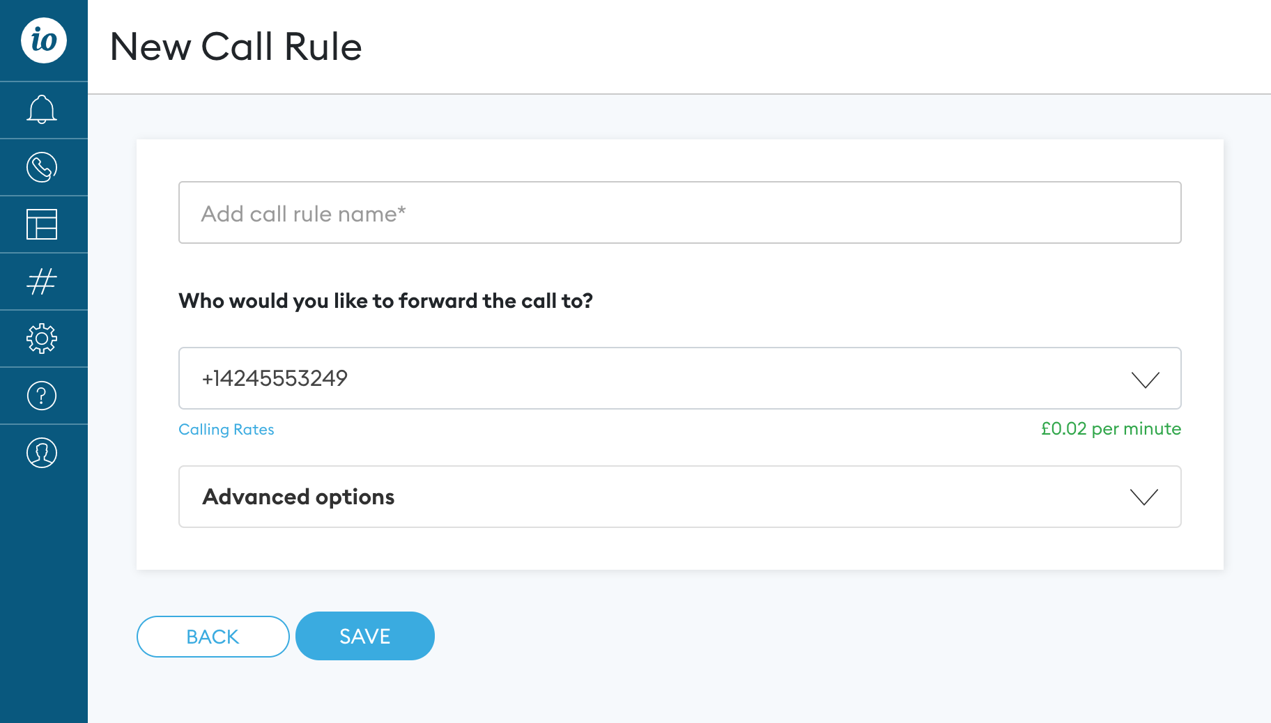 Create a basic call rule